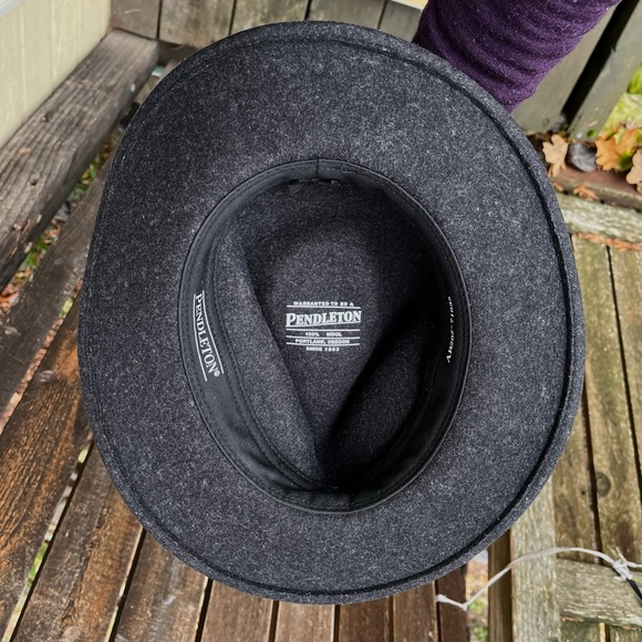 Pendleton 100% Wool Fedora Brimmed Hat In Charcoal Gray - Picture 6 of 16